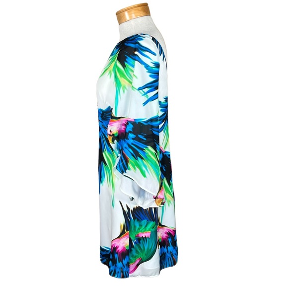 Milly Gorgeous Silk Parrot Dress With Butterfly Sleeves Vibrant Colors Lined 4 - Picture 7 of 16